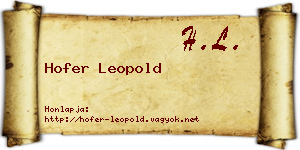 Hofer Leopold névjegykártya